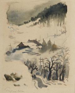 PERRAUDIN Paul 1907-1993,Paysage sous la neige,Art Richelieu FR 2024-04-16