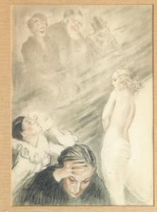 PERRET CARNOT MAURICE 1892-1977,Amoureux de Phoebe, Ode à la lune,Pierre Bergé & Associés 2014-11-05