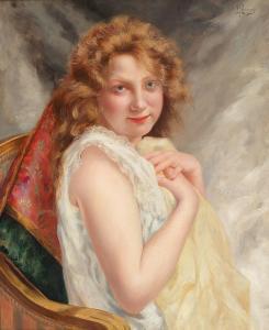 PERREY Louis 1856,Portrait of a Young Woman,Palais Dorotheum AT 2015-06-30