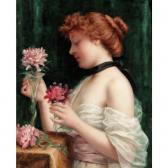 PERREY Louis 1856,young woman arranging flowers,Sotheby's GB 2006-09-14
