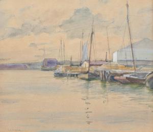 PERRIE Bertha Eversfield 1868-1921,New England Dockside Scene,Burchard US 2010-06-27