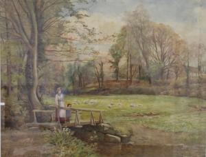 PERRIN Alfred Feyen,Mother and Child Resting on a Bridge,Rowley Fine Art Auctioneers 2021-05-08