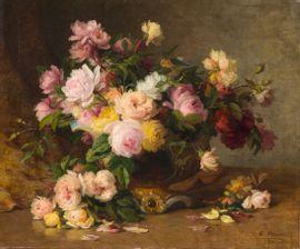 PERRIN Gabriel,Bouquet de roses dans une corbeille,1894,Baron Ribeyre & Associés 2021-05-26