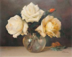 PERRON Charles Clement 1893-1958,Roses au vase de verre,Bretagne Encheres FR 2025-04-28