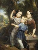 PERROT ADOLPHE ANTOINE 1818-1887,ENFANTS DANS UN PARC,1849,Versailles Enchères FR 2010-10-24