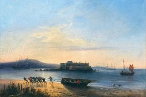 PERROT Ferdinand 1808-1841,A Boat Arriving at the Beach,1830,Palais Dorotheum AT 2022-09-08