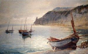 PERRY Arthur W. 1908-1939,Coastal Scene with Fishing Boats,Keys GB 2013-02-01