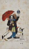 PERRY JOAO 1940,Caricatura com palhaço, pelicano e cão,Palacio do Correio Velho PT 2010-03-17