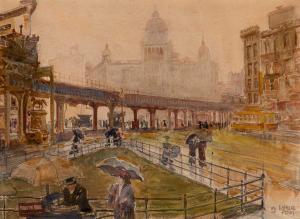 PERRY Raymond 1886,Under the Elevated Rail Line,20th century,William Doyle US 2023-11-08
