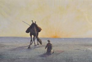 PERRY Will,Camel and rider at sunset,Burstow and Hewett GB 2012-02-01