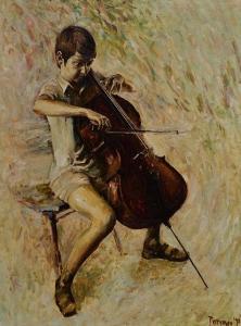 PERRYMAN Norman 1933,Portrait of Felix Schmidt as a child playing the c,1971,Mallams GB 2015-11-16