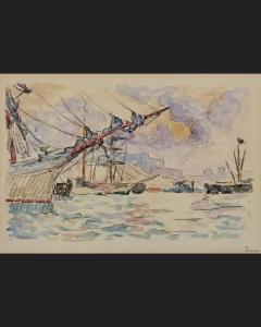 PERSON Henri 1876-1926,TOULON BATEAUX AU PORT,Besch Cannes Auction FR 2023-04-09