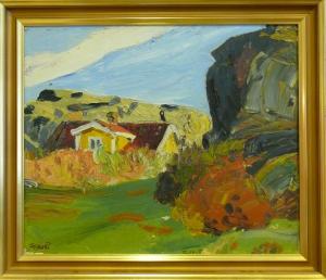 PERSSON Folke 1905-1964,"Det gula huset på Koön".,Auktionskompaniet SE 2008-09-07