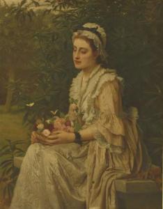 PERUGINI Charles Edward,'Roses and butterflies' - a young girl seated in a,1878,Sworders 2020-09-22