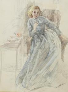 PERUGINI Kate, née Dickens 1839-1929,Portrait of a seated woman ,1926,Bellmans Fine Art Auctioneers 2021-10-12