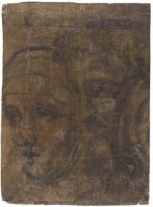 PERUZZI Baldassare 1481-1536,CARTOON WITH A MALE AND FEMALE HEAD FACING LEFT,Sotheby's GB 2017-01-25