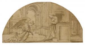 PERUZZI Baldassare 1481-1536,STUDY FOR A LUNETTE: THE ANNUNCIATION,Sotheby's GB 2015-01-28