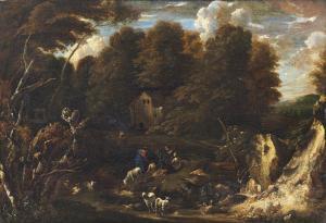PERUZZINI IL PERUGINO Antonio Francesco 1643-1724,Paesaggio con personag,Capitolium Art Casa d'Aste 2023-12-13