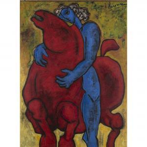 PESCHKE Christian 1946-2017,Rider on a red horse,2002,Quittenbaum DE 2023-12-06