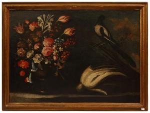 PESCI Giuseppe 1679-1759,Natura morta con fiori e volatili,18th century,Maison Bibelot IT 2023-12-14