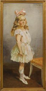 PETER Axel 1863-1947,Portrait eines Mädchens in weißem Sonntagskleid Se,1923,Schloss DE 2016-11-26