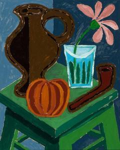 PETER Geni 1908-1969,Still life with pipe, jug, pumpkin andflower on a table,Glerum NL 2011-05-30