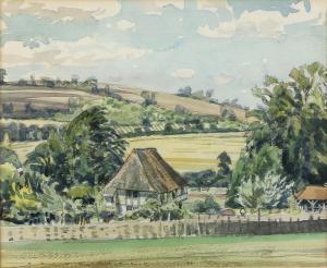PETER Iden 1945-2012,English High Street scene - View of Bayleaf Farmho,Ewbank Auctions 2021-03-25