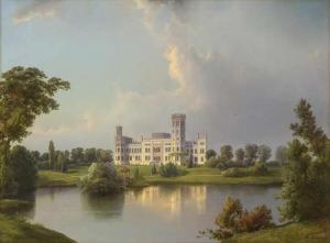 PETERS Bernhardt,Ansicht von Schloss Neetzow in Mecklenburg-Vorpomm,1858,Galerie Bassenge 2019-11-28