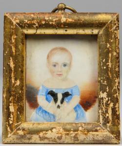 PETERS Clarissa 1809-1854,Miniature Portrait of a Child in a Blue Dress Hold,Skinner US 2017-11-04