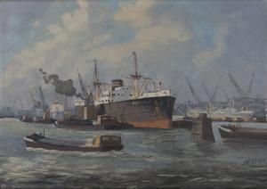 PETERS J.H 1915,Harbour Scene with Ships and Boats,Tooveys Auction GB 2019-06-19