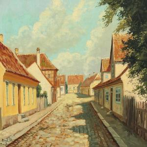 PETERSEN A. Krogh 1900-1900,Summer day in a Danish town,Bruun Rasmussen DK 2015-08-30
