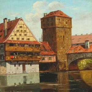 PETERSEN A. Krogh 1900-1900,View of Nuremberg,Bruun Rasmussen DK 2015-11-16