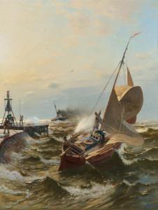 PETERSEN ANGELN Heinrich 1850-1906,Hafeneinfahrt im Sturm,Van Ham DE 2024-01-30