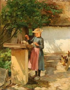 PETERSEN Edvard Frederik 1841-1911,A young girl mending the fishing nets,Bruun Rasmussen 2017-05-22