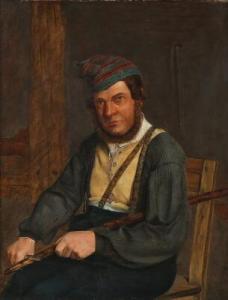 PETERSEN Fritz Ferdinand,En kulsvier, som skjærer paa et Skaft,1845,Bruun Rasmussen 2019-01-07