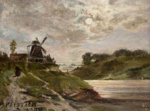 PETERSEN H,Windmill by a small water,1909,Hargesheimer Kunstauktionen DE 2018-09-22
