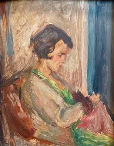 PETERSEN Oswald 1903-1992,Jeune femme à son ouvrage,1929,Neret-Minet FR 2021-07-19
