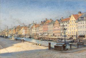 PETERSEN Tom 1861-1926,View from Nyhavn in Copenhagen on a sunny day,Bruun Rasmussen DK 2024-03-04