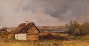 PETERSEN Vilhelm 1851-1931,A thatched cottage by a gate,1869,Bruun Rasmussen DK 2022-02-07