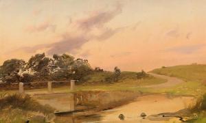 PETERSEN Vilhelm,View of a landscape bathed in evening light,1848,Bruun Rasmussen 2022-02-07