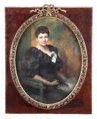 PETERSEN Walter 1862-1950,Bildnis einer sitzenden Frau im schwarzen Rüschenk,1894,Engel 2022-01-29
