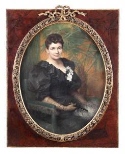 PETERSEN Walter 1862-1950,Bildnis einer sitzenden Frau im schwarzen Rüschenk,1894,Engel 2021-09-18