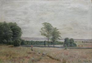 PETERSSON Ewv 1800-1900,Landskap med vallflicka och hennes får,1892,Uppsala Auction SE 2011-03-14