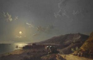 PETHER Henry 1828-1865,Moonlit coastal scene with martello towers,Clevedon Salerooms GB 2022-11-24