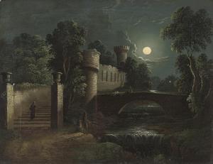 PETHER Sebastian 1790-1844,A moonlit wooded river landscape with figures cros,Christie's 2007-10-31