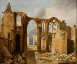 PETIT Antoine Baptiste 1800-1864,Ruins of a Monastery,1834,Stahl DE 2022-11-26