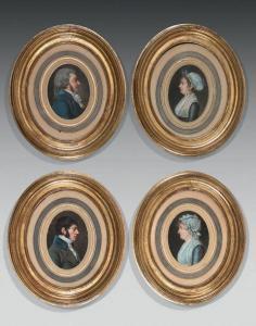 PETIT DE VILLENEUVE Claude Fr 1760-1824,Quatre pastels ovales,1801,De Maigret FR 2018-12-05