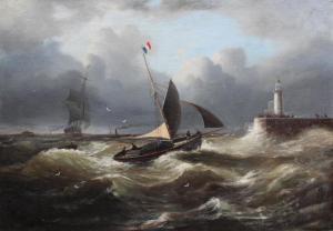 PETIT Eugène Constant 1845,L'entrée du port du Havre,1881,Le Havre encheres FR 2017-04-23