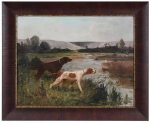 PETIT Eugene 1839-1886,A Russett Setter and a Pointer Flushing Ducks,Brunk Auctions US 2023-11-17
