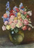 PETIT GLADYS 1900,STILL LIFE WITH ROSES IN A GLASS VASE signed and d,1712,Mellors & Kirk 2016-06-15